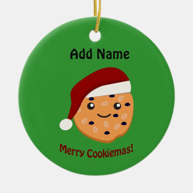Merry Cookiemas Weihnachtskeks Keramikornament (Vorne)