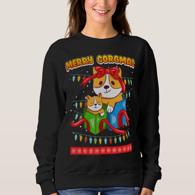 Merry Corgmas Corgi Hunde Sweatshirt (Vorderseite)