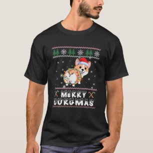 Merry Corgmas Corgi Ugly Christmas Tree Light Sant T-Shirt