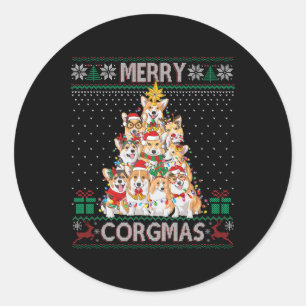 Merry Corgmas Ugly Sweater Funny Corgi Christmas T Runder Aufkleber