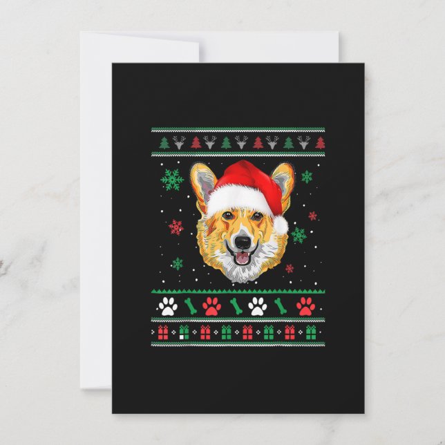 Merry Corgmas Weihnachten Ugly Xmas Corgi Weihnach Einladung (Vorderseite)