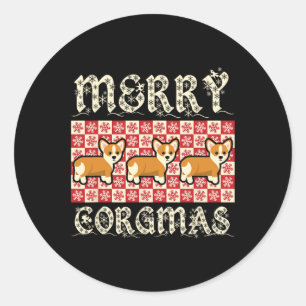 Merry Corgmas Xmas Hund züchten Design Corgi Hunde Runder Aufkleber