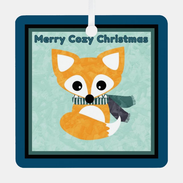 Merry Cosy Christmas Fox Geschenk Ornament (Vorderseite)