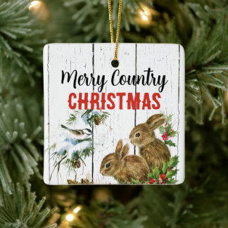 Merry Country Christmas Add a Name Ornament