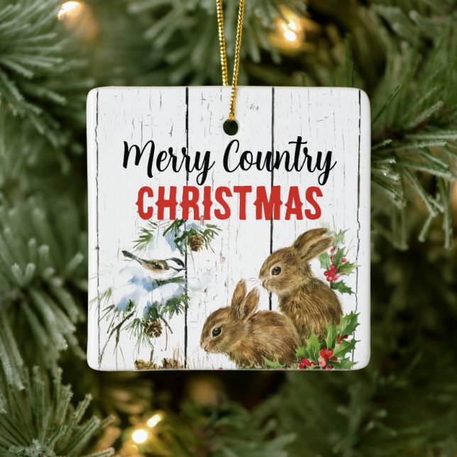 Merry Country Christmas Add a Name Ornament (Baum)