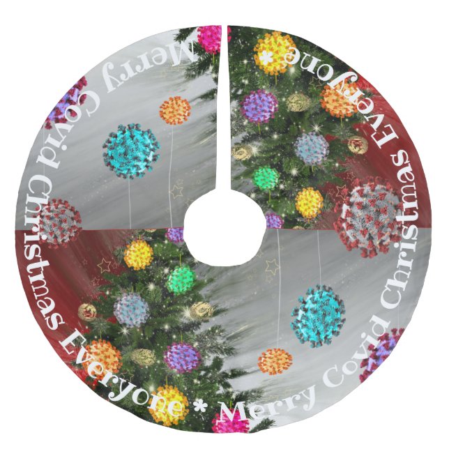 Merry Covid Weihnachtsbaumschmuck Polyester Weihnachtsbaumdecke (Vorderseite)