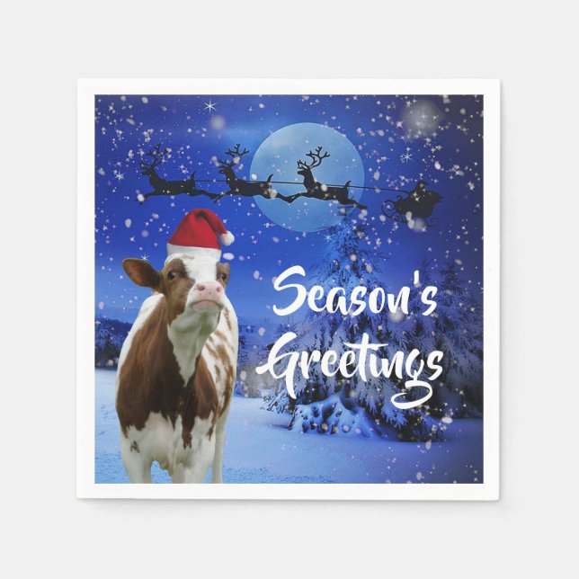 Merry Cowristmas Weihnachten Urlaub Serviette (Vorderseite)