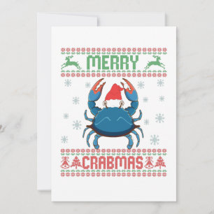 Merry Crabmas Funny Crab Ugly Christmas Sweater Dankeskarte