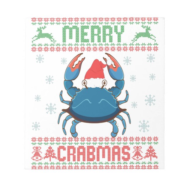 Merry Crabmas Funny Crab Ugly Christmas Sweater Notizblock (Vorderseite)