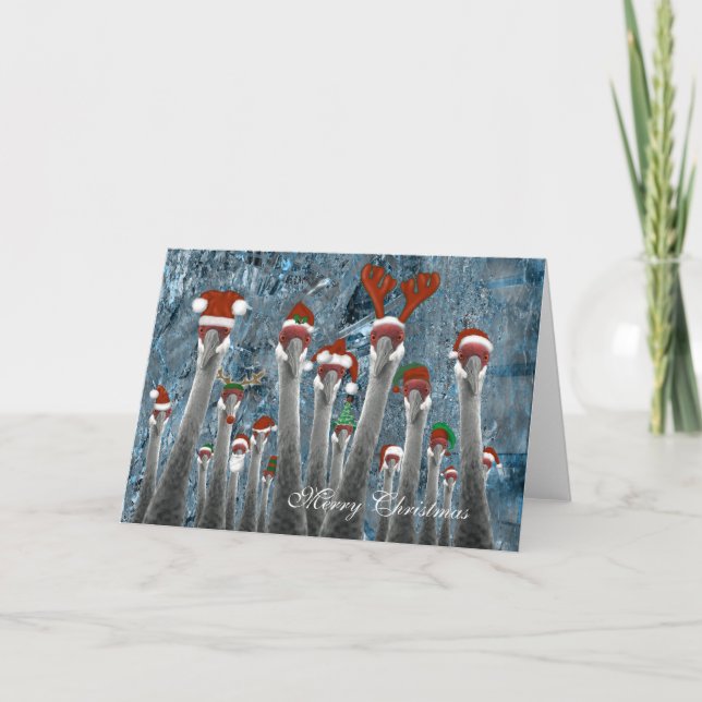 Merry Cranes unter uns Feiertagskarte (Vorderseite)