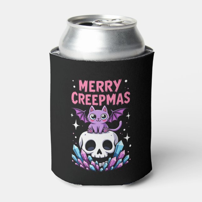 Merry Creepmas Cat Pastel Goth Christmas Skull T-S Dosenkühler (Kanne Vorderseite)