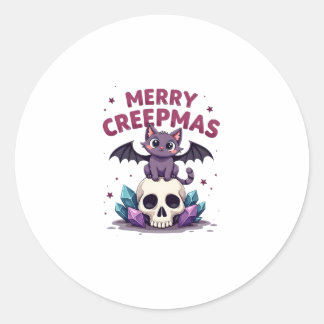 Merry Creepmas Cat Pastel Goth Christmas Skull T-S Runder Aufkleber