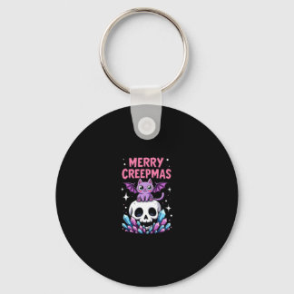 Merry Creepmas Cat Pastel Goth Christmas Skull T-S Schlüsselanhänger