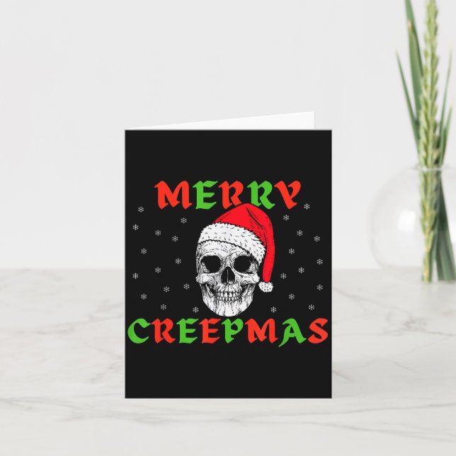 Merry Creepmas Gothic Christmas Skeleton Skull In  Karte (Vorderseite)