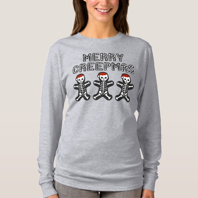 Merry Creepmas Skeleton Gingerbread Men T-Shirt (Vorderseite)