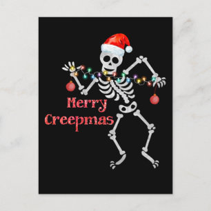 Merry Creepmas Skeleton Santa Skull Weihnachtsbaum Feiertagspostkarte