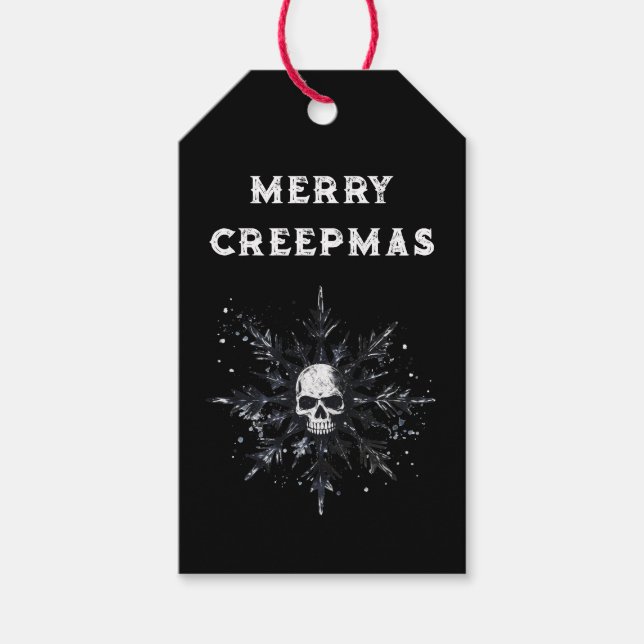 Merry Creepmas Spooky Gothic Snowflake Geschenkanhänger (Vorderseite)
