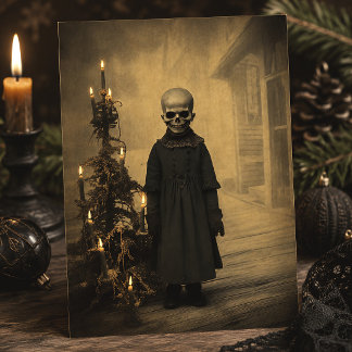 Merry Creepmas Spooky Skeleton Gothic Vintag Postkarte