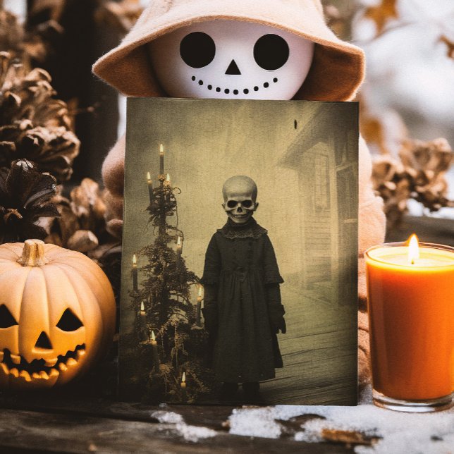 Merry Creepmas Spooky Skeleton Gothic Vintag Postkarte (Von Creator hochgeladen)