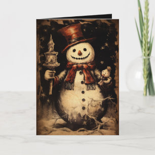 Merry Creepmas Spooky Snowman Gothic Vintag Karte