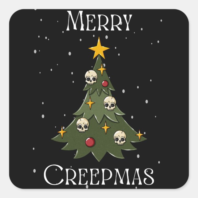 Merry Creepmas Tree Square Sticker (Vorderseite)