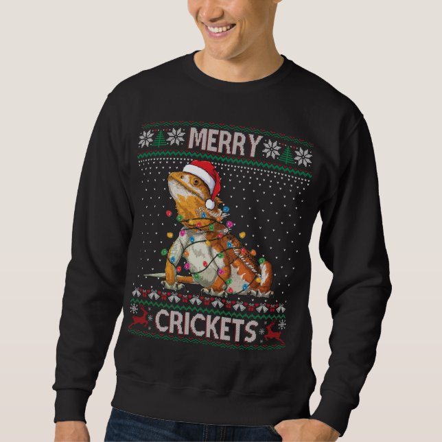 Merry Crickets Bartded Dragon Ugly Sweater Christm Sweatshirt (Vorderseite)