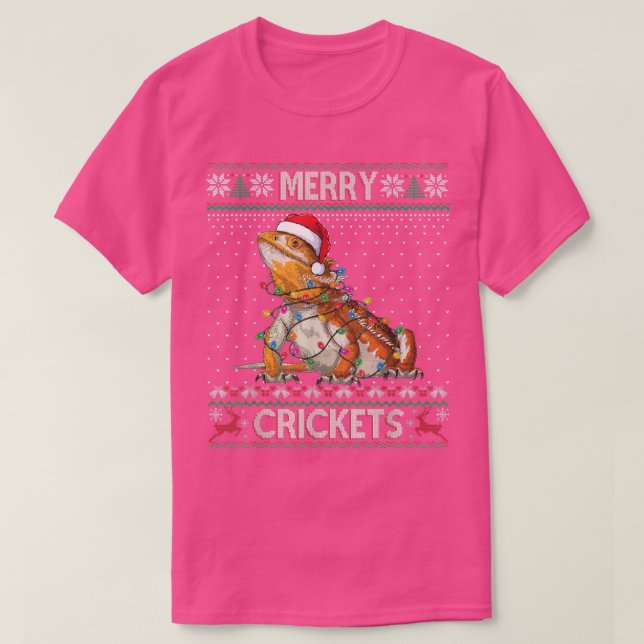 Merry Crickets Bartded Dragon Ugly Sweater Christm T-Shirt (Design vorne)