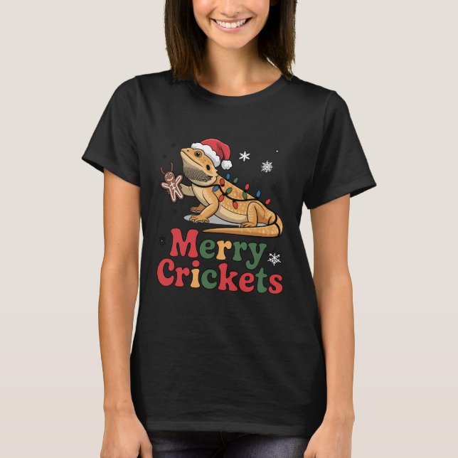Merry Crickets Lizard Christmas Lights T-Shirt (Vorderseite)