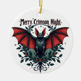 Merry Crimson Night Christmas Bat Ornament