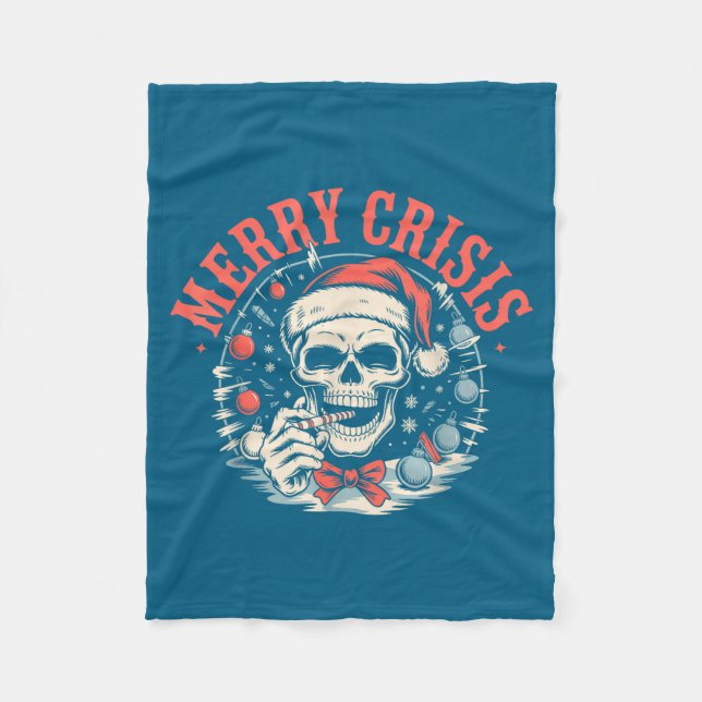Merry Crisis Dark Humor Sarcastic Christmas Goth P Fleecedecke (Vorderseite)