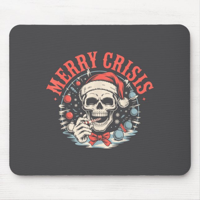 Merry Crisis Dark Humor Sarcastic Christmas Goth P Mousepad (Vorne)