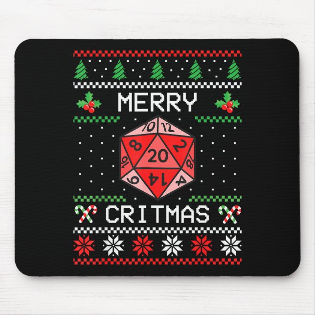 Merry Critmas Christmas Rpg Board Game Role Play U Mousepad (Vorne)