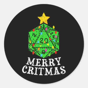 Merry Critmas D20 Rpg Weihnachtsbaum Rpg Gamer Gam Runder Aufkleber
