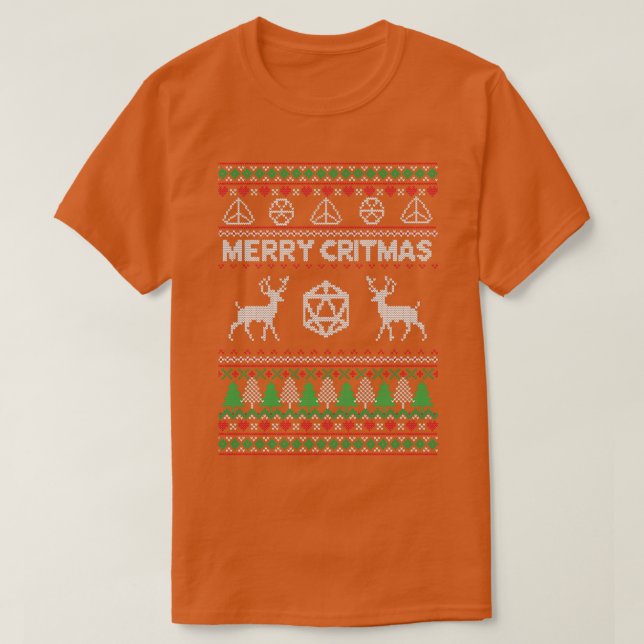 Merry Critmas DND Ugly Sweater DND T-Shirt (Design vorne)