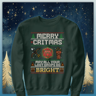 Merry Critmas Loot Drop   Archer Ugly Sweater Sweatshirt
