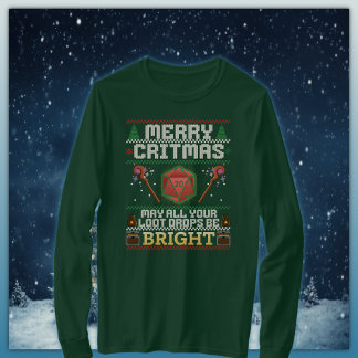 Merry Critmas Loot Drop | Healer Ugly Sweater T-Shirt
