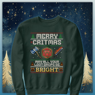 Merry Critmas Loot Drop Warrior Ugly Sweater Sweatshirt