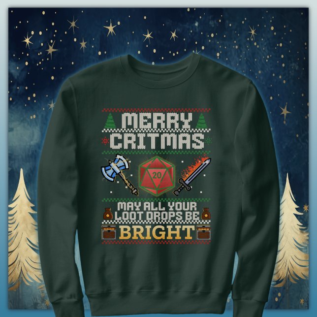 Merry Critmas Loot Drop | Warrior Ugly Sweater Sweatshirt (Von Creator hochgeladen)