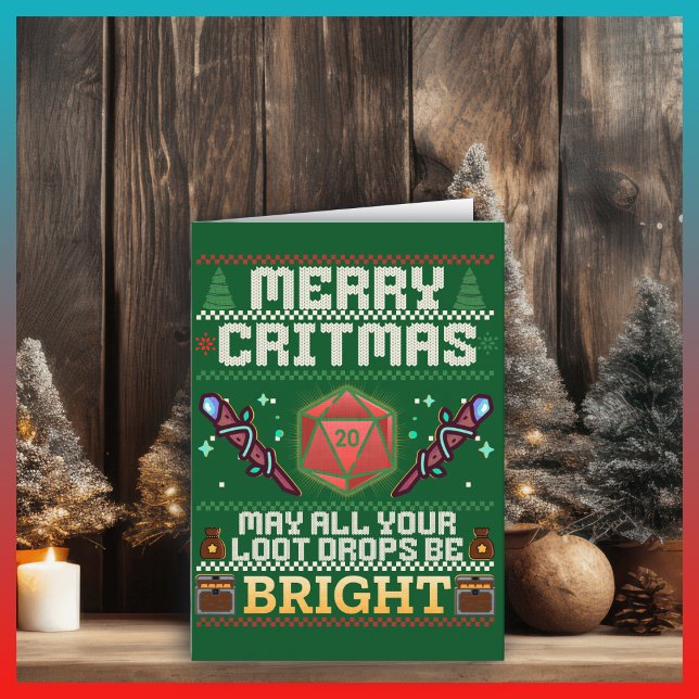 Merry Critmas | Mage Ugly Sweater Design Blank Karte (Von Creator hochgeladen)