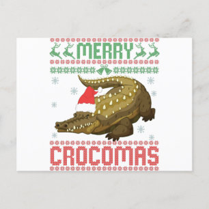 Merry Crocomas Funny Ugly Christmas Sweater Postkarte
