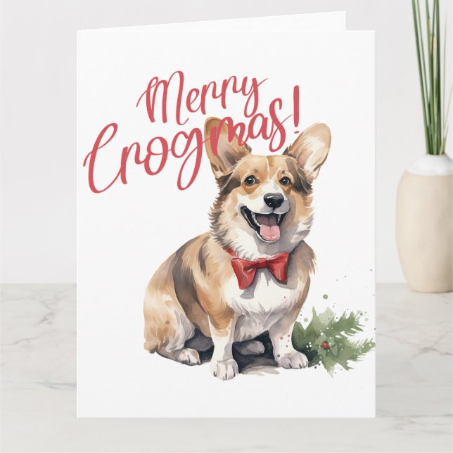 Merry Crogmas Hunde Tierliebhaber Weihnachtshund Karte (Vorderseite)