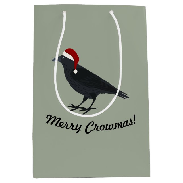 Merry Crowmas Christmas Crow Mittlere Geschenktüte (Vorderseite)