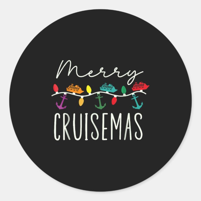Merry Cruise-mas Cruise Christmas Xmas Pajamas Hol Runder Aufkleber (Vorderseite)