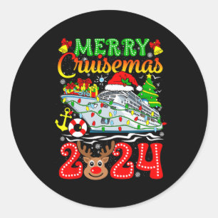Merry Cruisemas 2024 Cruise Christmas Rudolph Xmas Runder Aufkleber