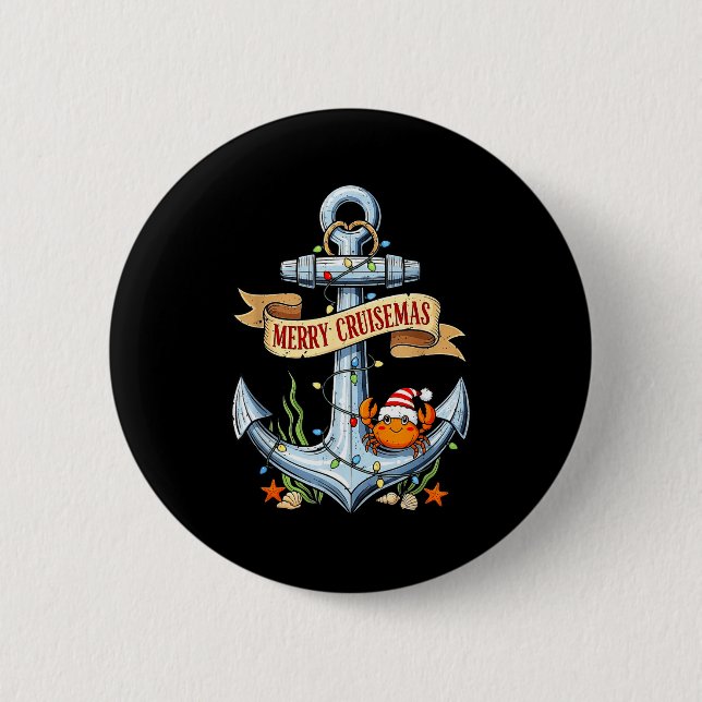 Merry Cruisemas 2025 Nautical Cruise Christmas Fam Button (Vorderseite)