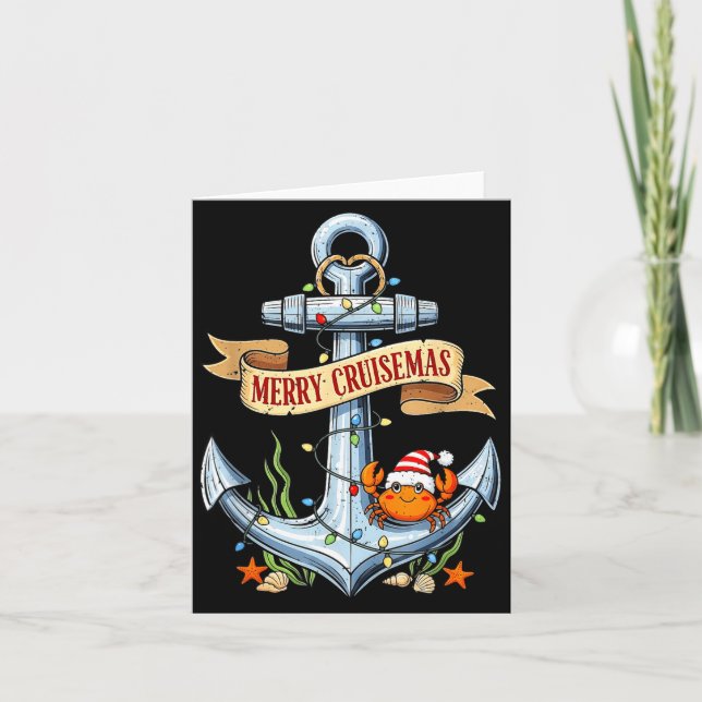 Merry Cruisemas 2025 Nautical Cruise Christmas Fam Karte (Vorderseite)