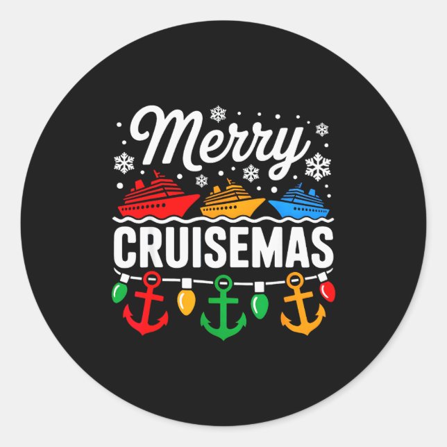 Merry Cruisemas Christmas Family Cruisin Funny Cru Runder Aufkleber (Vorderseite)