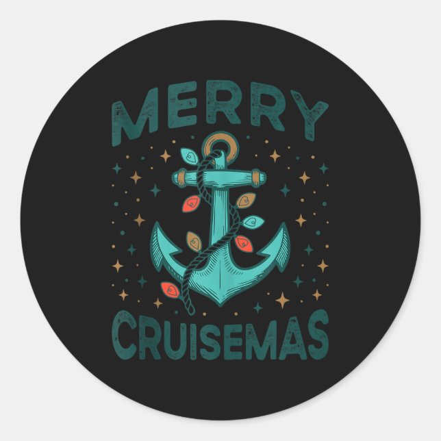 Merry Cruisemas Cruise Christmas Light Matching Fa Runder Aufkleber (Vorderseite)