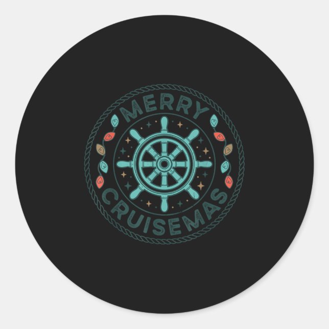Merry Cruisemas Cruise Christmas Light Matching Fa Runder Aufkleber (Vorderseite)
