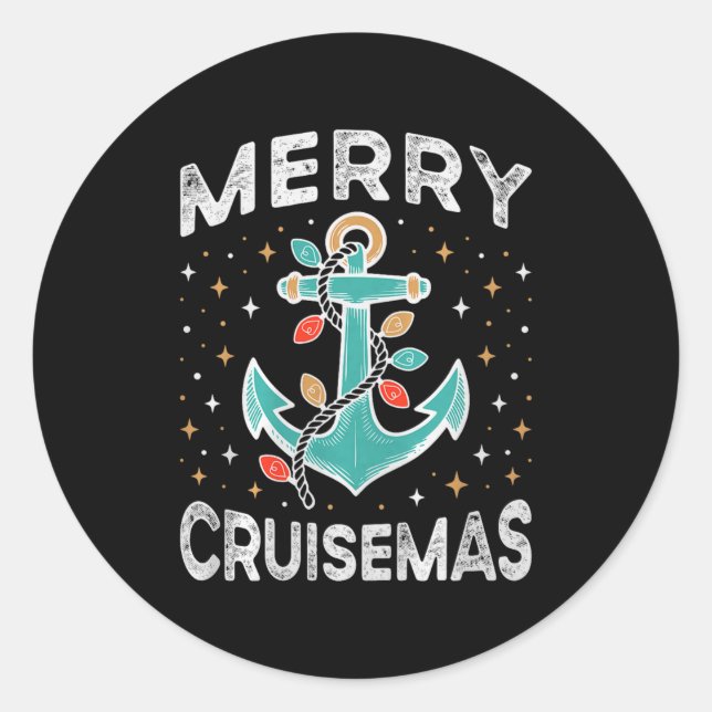 Merry Cruisemas Cruise Christmas Light Matching Fa Runder Aufkleber (Vorderseite)